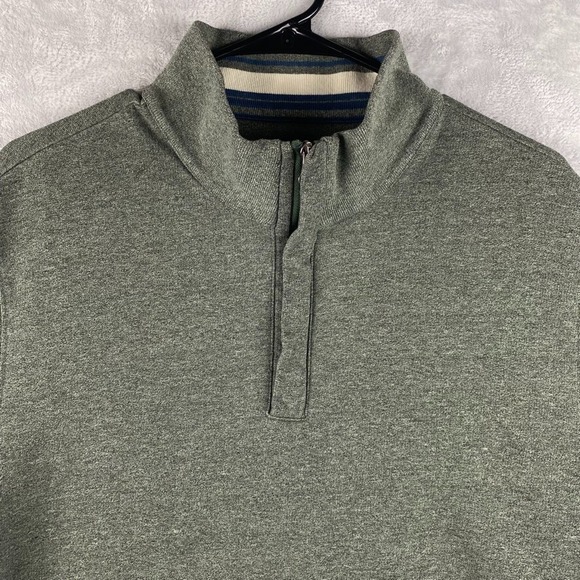Untuckit Sweatshirt Mens XL Green 1/4 Zip Pullover Mock Neck - Picture 3 of 9